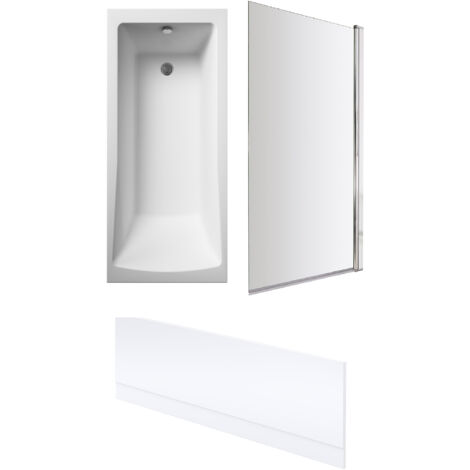 Square Single Ended 1700x700 with Leg Set & Chrome Screen & Front Bath Panel