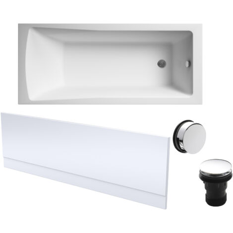 Square Single Ended 1700x700 with Leg Set & Chrome Waste & Front Bath Panel