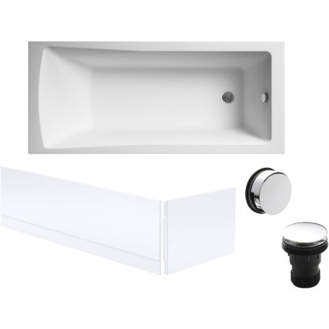 Square Single Ended 1700x700 with Leg Set, Chrome Waste & Front & End Bath Panels