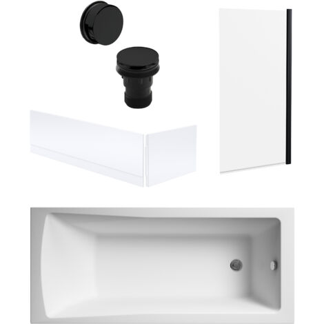 Square Single Ended 1700x700 with Panels & Black Screen & Black Waste
