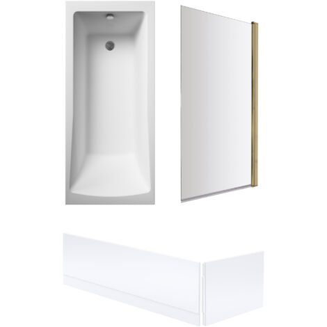 Square Single Ended 1700x700 with Panles & Leg Set, Brushed Brass Screen
