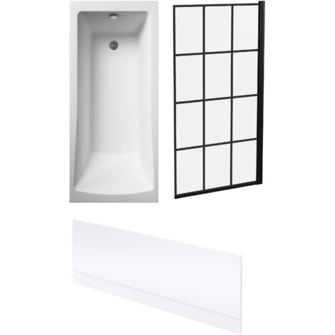 Square Single Ended Bath 1700x700 – Front Panel & Framed Black Screen