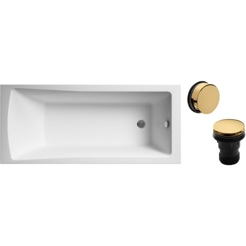 Balterley - Square Single Ended Bath and Brushed Brass Waste - 1700 x 700mm