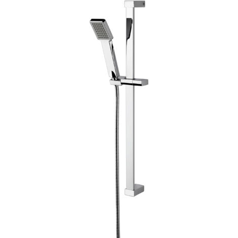 Square Slide Rail Shower Kit with Single Function Head - Chrome