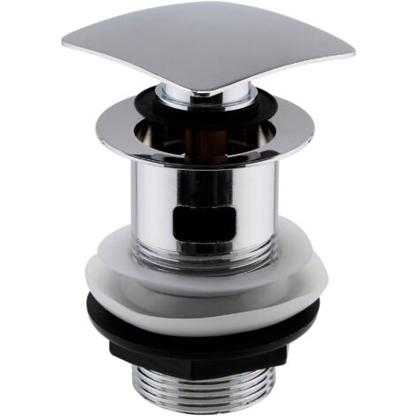 Square Slotted Push Button Basin Waste - Chrome