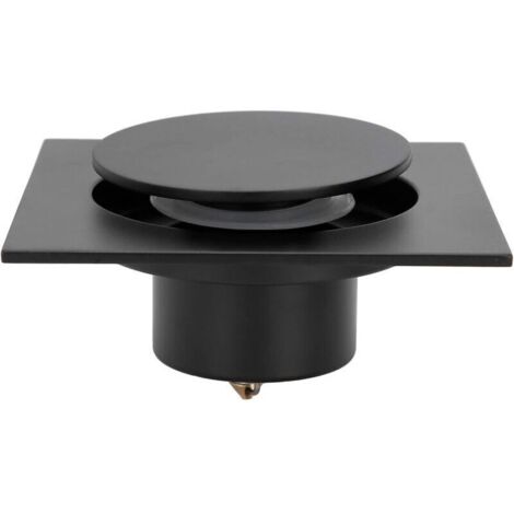 Square stainless steel shower drain with odor-proof finish for kitchen, bathroom, garage, basement, toilet, 10 x 10 cm (black floor drain)