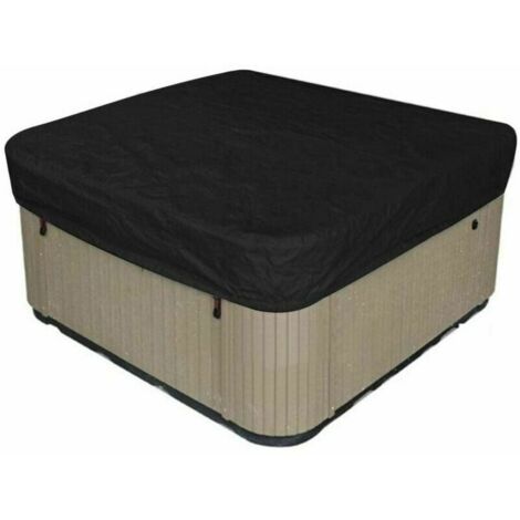 Square Swimming Pool Cover Solar Tarp for Swimming Pool, Elastic Hem Cord Waterproof Spa Cover Outdoor Protective Cover for Swimming Pool,Black 218x218x30cm