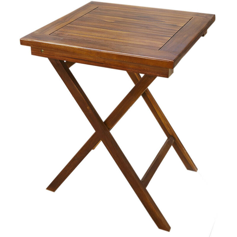 Solid Hardwood Square Wooden Garden Drink Table - Patio Bistro Outdoor Furniture