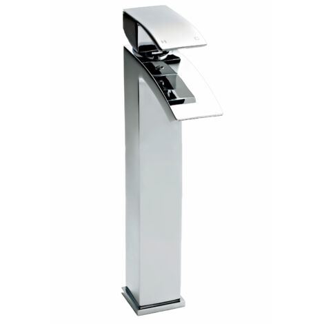 Square Tall Mono Bathroom Basin Mixer Tap Chrome