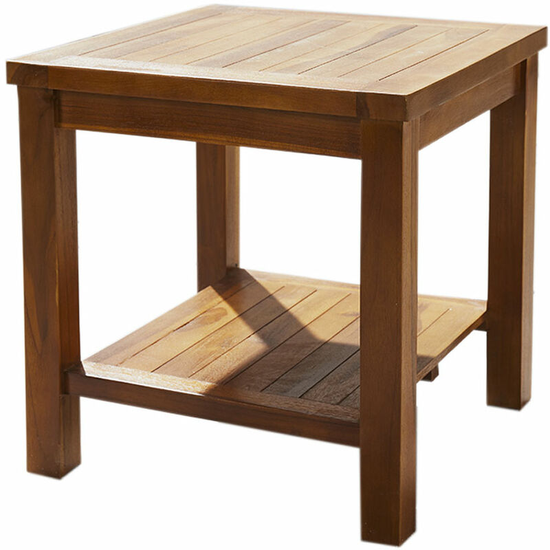Square Teak Coffee Drinks Side Table - Wooden Outdoor Garden Patio Furniture