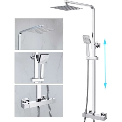 Square or Round Chrome Concealed Thermostatic Twin Head Mixer Shower Valve Sets 