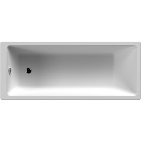Square Thin Edge Single Ended Straight Shower Bath with Leg Set, 1700mm x 700mm