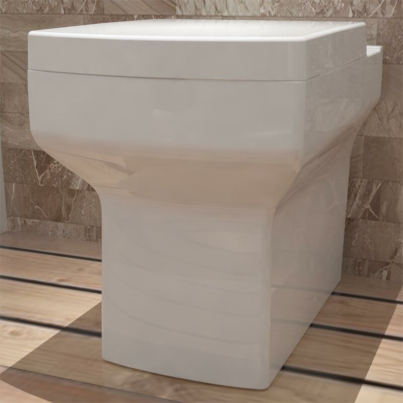 Acezanble - Bathroom Back to Wall Toilet Modern Pan Square Soft Close Seat wc - White