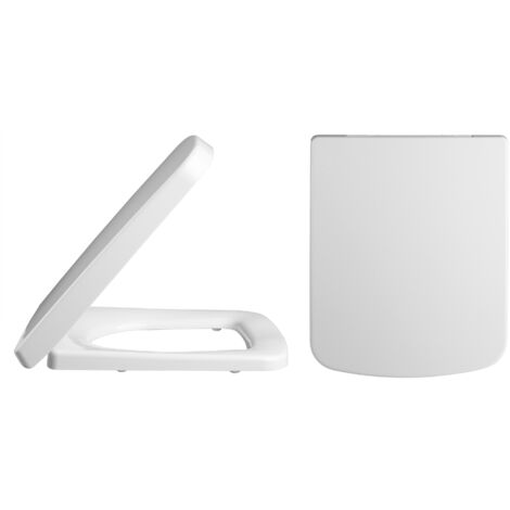 Square Top Fix Soft Close Toilet Seat with Squared Edge - White