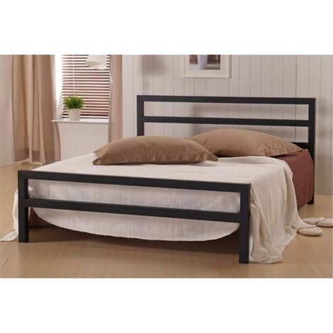 main image of "Square Tubular Black Metal Bed Frame - Double 4ft 6""