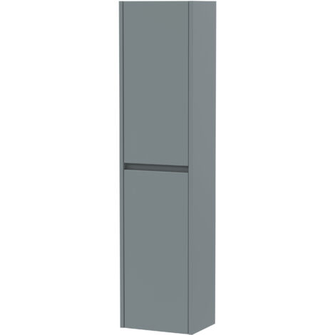 Square Wall Hung 2 Door Tall Bathroom Unit, 350mm - Matt Coastal Grey