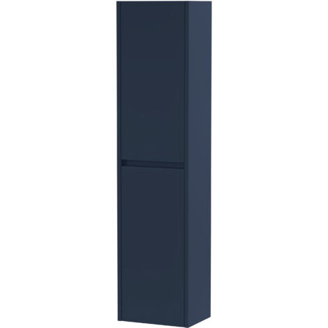 Square Wall Hung 2 Door Tall Bathroom Unit, 350mm - Midnight Blue