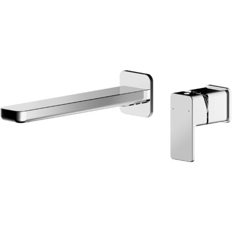 Square Wall Mount 2 Tap Hole Basin Mixer Tap Chrome