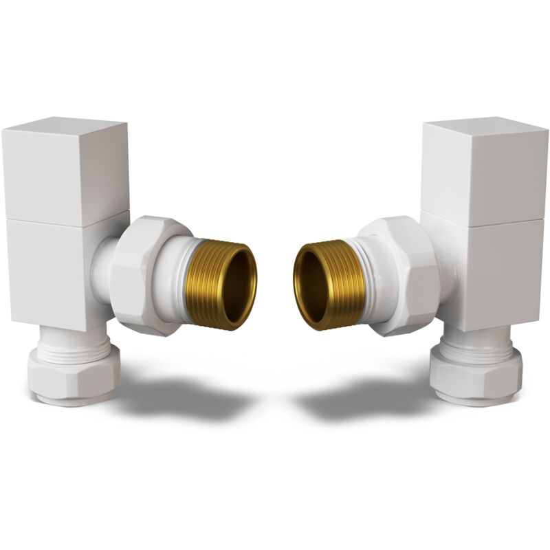 Image of Square - White Radiator Valves Angled&hellip;