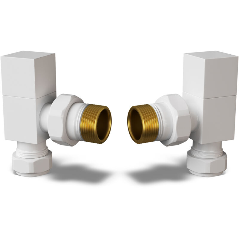 Image of Square - White Radiator Valves Angled&hellip;