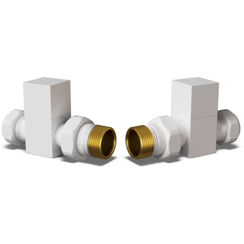 Image of Square - White Radiator Valves Straight&hellip;