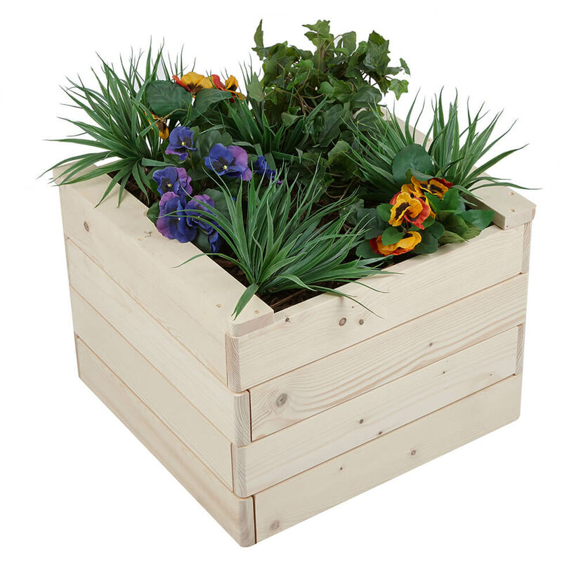 Square Wooden Vegetable Planter Box Timber Flower Plant Pot Outdoor Herb Garden