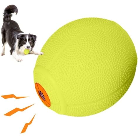 Squeaky Dog Ball, Indestructible Dog Toy, Natural Rubber Dog Ball, Floating on Water Dog Toy for Small, Medium and Large Dogs (Ø6.5x8cm, Green)