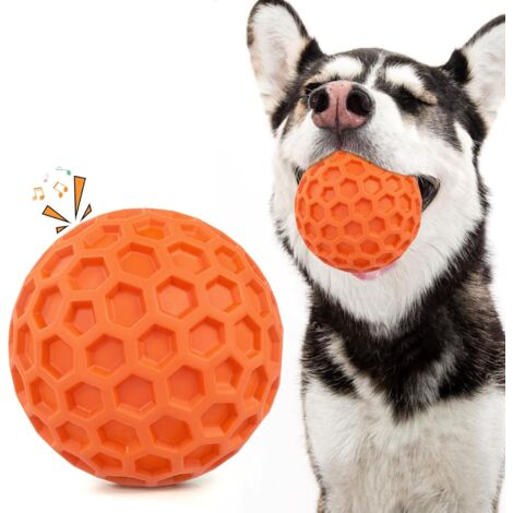 Squeaky Dog Toys for Aggressive Chewers, Indestructible Dog Balls for Aggressive Chewers, Squeaky Balls for Dogs, Interactive Toys for Large Dogs to Relax,Orange