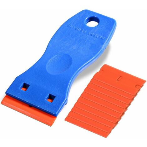 Squeegee, glass scraper ceramic hob scraper with 10 blue plastic scrapers