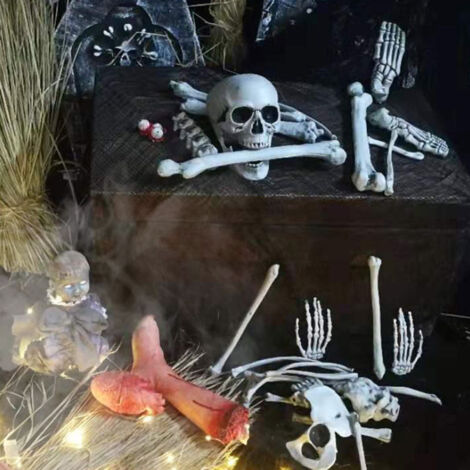[Squelette Halloween] + Halloween Props + Tricky Bones + 28 Pièces en Plastique pour Décorations Sinistres Fête Maison Hantée