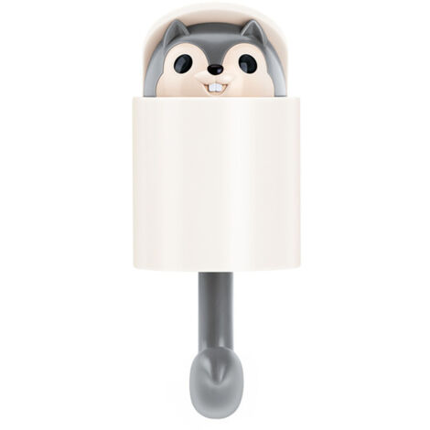 Squirrel Wall Hook Cute Animal Coat Hanger Wall Decorative Utility Rack for Hanging Key Hat Gray