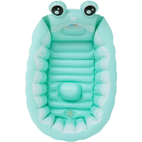 Bain gonflable pour bébé Baignoire gonflable verte Mini piscine de voyage portable et pliable pour aider bébé à se baigner Bain de voyage antidérapant avec pompe à air (modèle petite grenouille verte