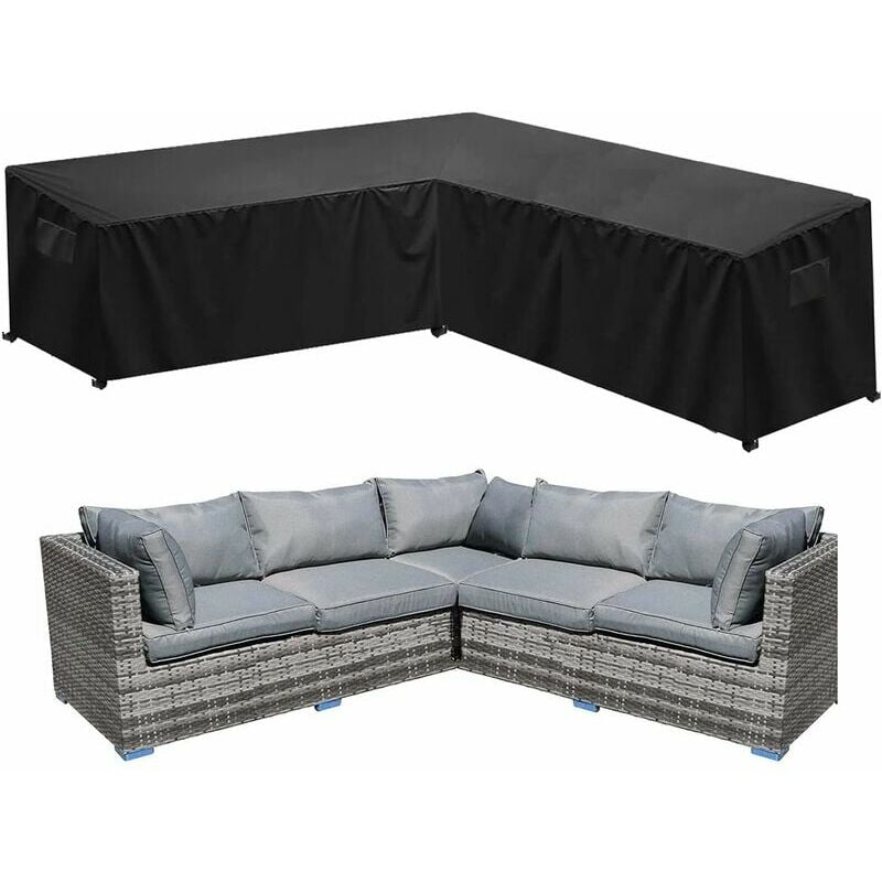 Tonchean Housse pour mobilier de jardin,SR Housse Canapé d'angle Jardin Imperméable 420D Oxford Anti-Poussière Housse pour Meubles de Jardin Forme en
