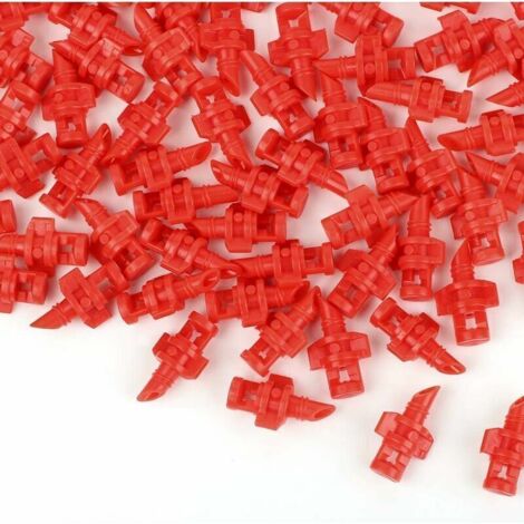 SR Lot de 100 mini-buses 360 degrés, rouge 360 degrés simple réfractive misting micro-sprinklers Arbres fruitiers plantes en pot irrigation agricole économie d'eau micro-asperseurs irrigation goutte à