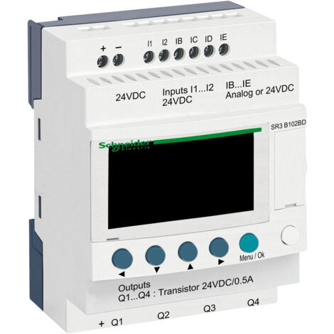 Sr3b102bd Schneider - Automate Zelio Logic - Relais Intelligent 10 E/s Extensibles - 24vcc - Horloge + Afficheur