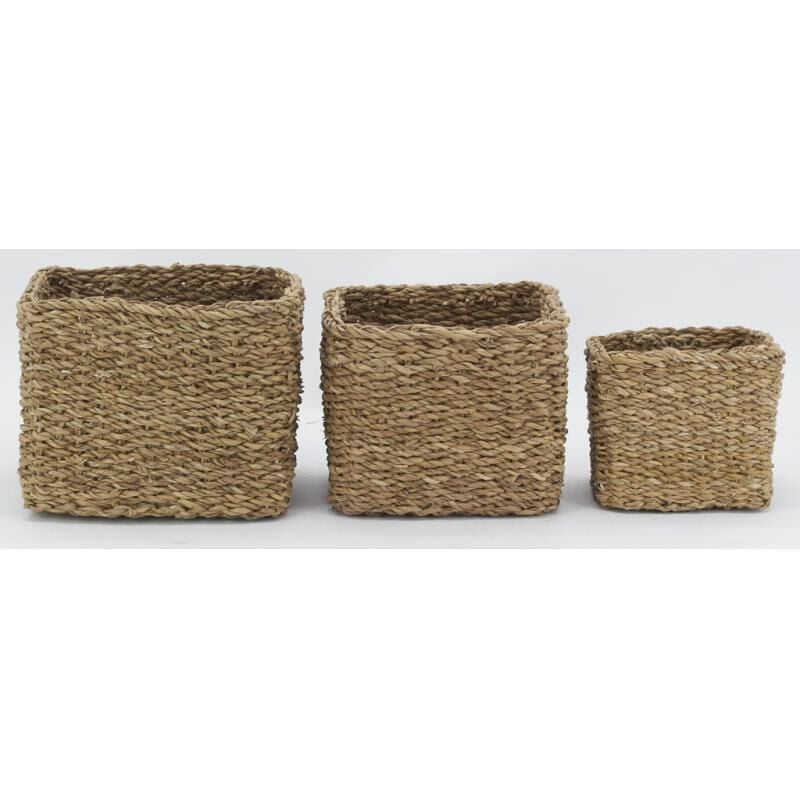 Série de 3 cache-pots en jonc naturel (Lot de 3)