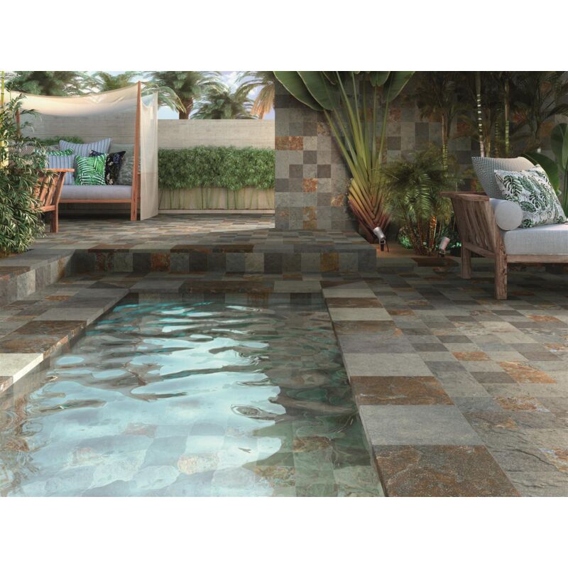 Azuliber - Carrelage sol extérieur Pierre de Bali Mix 30x60 cm - Polychrome
