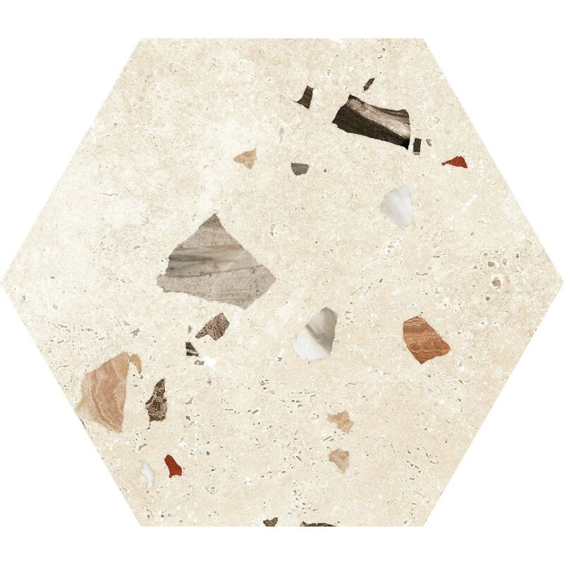 Carrelage hexagonal Granitia beige 22x25 cm