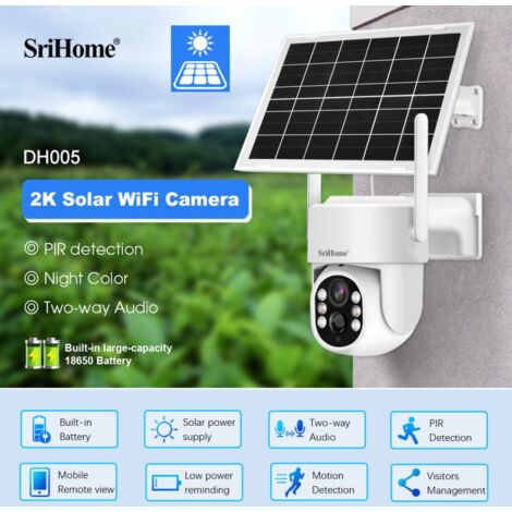 Srihome DH005: Telecamera di Sicurezza WiFi Solare 4MP con PTZ e Visione Notturna