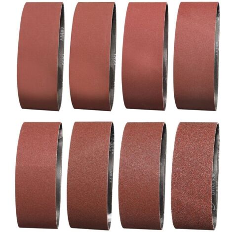 Sruhrak Bande Abrasive 75X533 mm- Grains 2 X 40/60/80/120/180/240/320/400 Bande de Ponceuse pour le Ponçage, le Polissage et le Dépoussiérage, Idéale pour le Bois (16 Pièces)