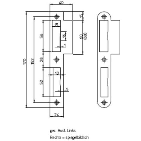 SSF Lappenschliessblech 170mm DIN R 24mm rd.Edelstahl