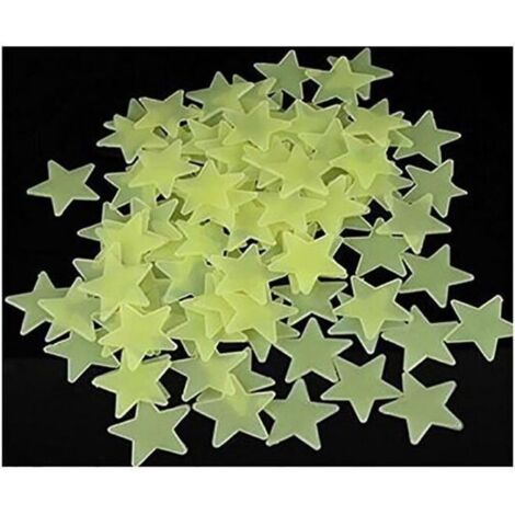 SSStancy 100pcs étoiles Autocollant Sticker Mural Phosphorescent Stickers Autocollant Mural Bébé Chambre Fenêtre Plafond Mur