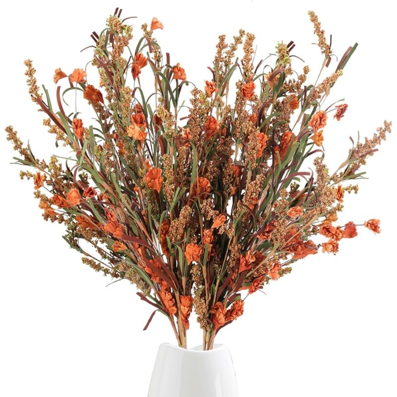 SSTRWGOOD 2pcs Fleurs Séchees Naturelles Bouquet de Fleurs Vase Herbe Pampas Sechees Décoration pour Noël Maison Table Balcon Mariage