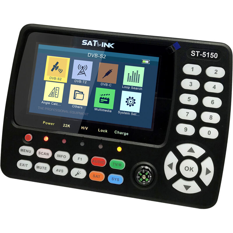 ST-5150 DVB-S2/T2/C combo hd Détecteur de signal de télévision par satellite Compteur de signal portable numérique Détecteur de satellite H.265 hevc