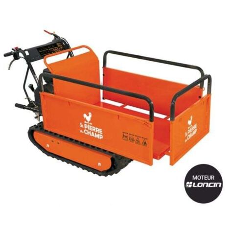 St Pierre Du Champ – Brouette motorisée thermique 196cc – Charge 500 kg – Benne extensible en acier – Chenilles caoutchouc renforcé pour terrains difficiles
