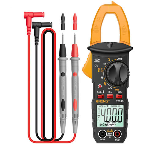 AUTRES ST180 4000 Conteos Pinza amperimétrica digital Multímetro Pinza multímetro Voltímetro Amperímetro Voltaje CA CC Medidor de corriente CA NCV Tester Medidor universal Probador Pinza amperimétrica -30100
