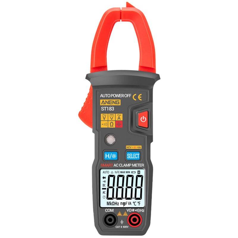 ST183 Pince ampèremétrique numérique de courant alternatif 6000 points Multimètre à plage automatique 600 A avec rétroéclairage Pince ampèremétrique