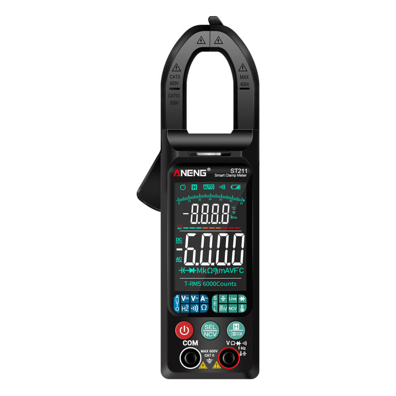 Lifcausal - ST211 Pince ampèremétrique numérique de courant alternatif 6000 points Multimètre à plage automatique 400 a avec rétroéclairage Pince