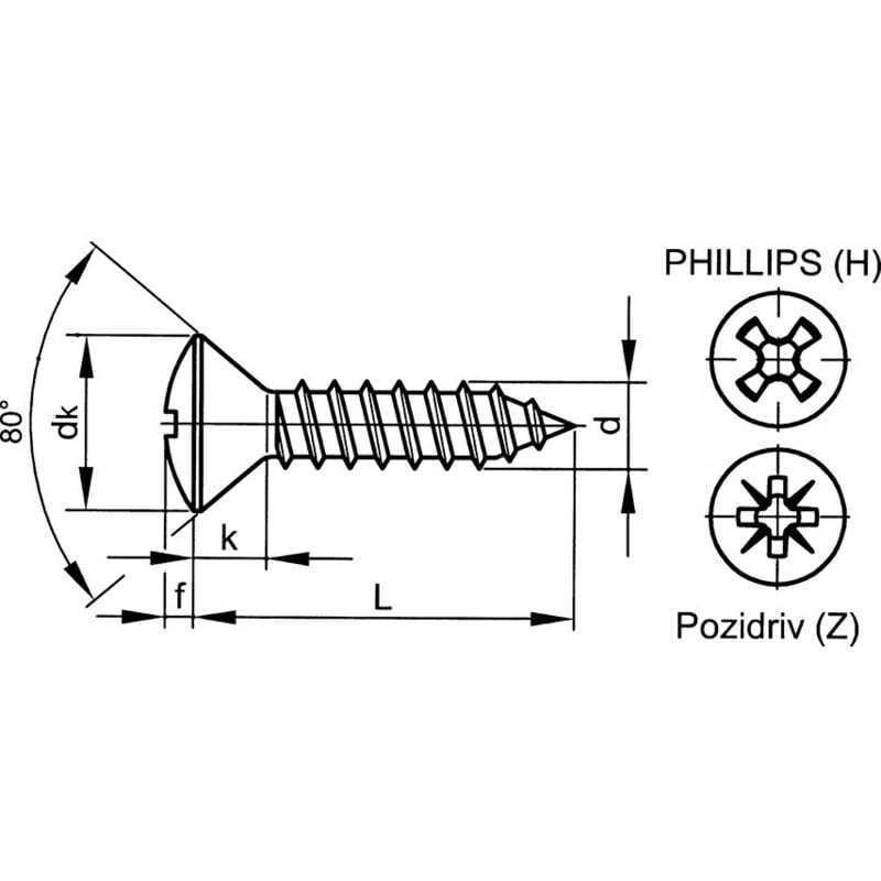 Qualfast - ST3.5X25MM Pozi rsd Countersunk Tap Screw bzp- you get 200