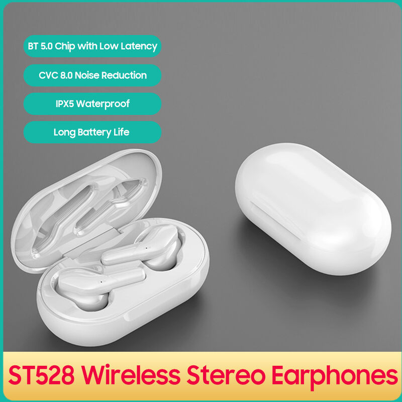 

ST528 Auriculares estereo inalambricos verdaderos BT 5.0 Auriculares para juegos Auriculares internos impermeables con microfono con control tactil /